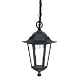 EGLO Lampe suspendue extérieure LATERNA 4, à flamme, lampe pendante en fonte d'aluminium et verre, couleur : noir, douille : ...