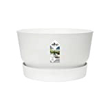 elho Greenville Coupe Pot à plantes, Blanc, 33 CM