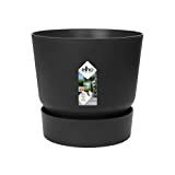 Elho Greenville Rond 14 - Pot De Fleurs pour Extérieur - Ø 14 x H 13.4 - Living Noir