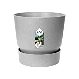 Elho Greenville Rond 16 - Pot De Fleurs pour Extérieur - Ø 16 x H 15.3 cm - Gris/Living Ciment
