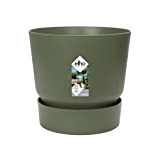 Elho Greenville Rond 18 - Pot De Fleurs pour Extérieur - Ø 18.3 x H 17.4 cm - Vert/Leaf Green