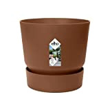 Elho Greenville Rond 39 - Pot De Fleurs pour Extérieur - Ø 39.0 x H 36.8 cm - Marron/Marron Glacé