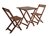 Ensemble bistrot en bois d'acacia - 2 chaises pliantes + table pliante - Salon de jardin