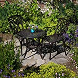 Ensemble de Jardin Lazy Susan Furniture - Table Ivy Bistro avec 2 chaises - en Fonte d'aluminium - Bronze Ancien, ...