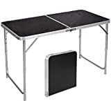 eSituro SCPT0008 Table de Jardin Pliante, Table Camping Hauteur Réglable(55-70cm), Table Pique-Nique Portable Exterieur en Aluminium Noir 120x60x70cm