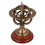 Eve Store Nauticals Sphère armillaire Astrolabe, fabriquée en laiton et base en bois.