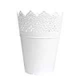 Fablcrew Pots de fleurs en plastique creux avec dentelle pour décoration d'intérieur, blanc