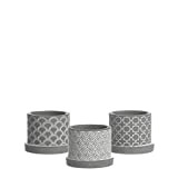 finehomegarden Lot de 3 pots de fleurs en ciment Anna gris à motifs Ø 8,5 x 7 cm