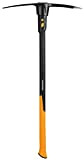 Fiskars Pioche terrassier IsoCore L, Pour le travail sur sols durs et caillouteux, 91 cm, 3,4 kg, Noir/Orange, 1020166