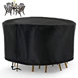 Flymer Housse Table de Jardin Ronde, 185 x 110cm Housse de Table Ronde pour Meubles de Terrasse Matériau de Tissu ...