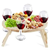 Folding Picnic Table Wine Glass Holder, Hillylolly Table Vin Pique Nique, Table à Vin Pliante, Table à Vin D'extérieur en ...