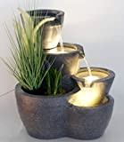 Fontaine de jardin Botana avec éclairage à garnir de plantes - Fontaine d'intérieur ou de terrasse (LED : blanc chaud).