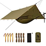 FREE SOLDIER Camping Tactical Hamac Tarp Kit-2 Personne Sac de Couchage léger et imperméable avec balançoire Portable avec moustiquaire, bâche ...