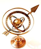 Ganga Nautical Sphère armillaire antique marron - 25,4 cm - Cadran solaire - Flèche - Nautique - Nautique - Astrolabe