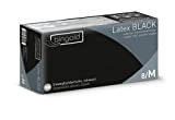 Gants Latex BLACK jetables non poudrés, taille M, boîte de 100
