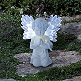 GardenKraft 12680 Lumière d'ange LED à énergie solaire | Chérubin commémoratif avec ailes en fibre optique | LED blanc chaud ...