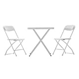 GARDIUN KMS102 - Set de Jardin Pliable 1 Table et 2 chaises Bonaire en résine et Acier Blanc pour la ...