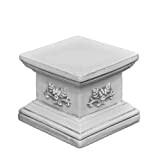 gartendekoparadies.de Socle carré en pierre massive avec éléments décoratifs en pierre résistante au gel Gris 21 cm