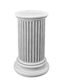 gartendekoparadies.de Statuette en pierre massive - Belle colonne ronde avec rayures - En pierre - Résistante au gel, Blanc/Pierre,gris,blanc, 41 ...