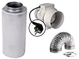 Generic Grow Kit de ventilation avec ventilateur 280 m³/h + filtre Prima Klima 360 m³/h + tuyau en aluminium