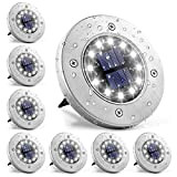 GIGALUMI Lumière Solaire Extérieur 12 LEDs 8 pièces Lampe Solaires au Sol Lampes de Jardin Blanches Acier inoxydable étanche pour ...