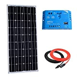 Giosolar – Kit panneau solaire monocristallin 100 W 12 V avec contrôleur de charge solaire 10 A et câble rouge/noir ...