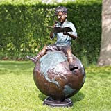 Globe terrestre avec garçon lisant - Statue en Bronze - garçon sur Globe terrestre