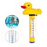 GRBD Thermomètre de piscine, thermomètre flottant en forme de canard avec ficelle, thermomètre flottant résistant aux chocs avec affichage pour ...