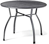 greemotion Table de jardin ronde Toulouse de 100 cm de diamètre – Table ronde grise en acier – Table extérieure ...