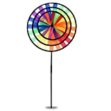 Gruwkue Rainbow Pinwheel Rainbow Wind Spinner, Coloré Rond Triple Roue Spinner Wind Spinner Moulin À Vent Enfant Jouets Coloré Extérieur ...