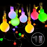 Guirlande Lumineuse Exterieure 12M100 LED Guirlande lumineuse Multicolores avec Télécommande,8 Modes Guirlande Guinguette Exterieur,IP65 Intérieur Extérieur pour Jardin,Balcon,Halloween,Noël