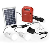 Gutreise Générateur portable avec Panneaux solaires 4,5 Ah/6 V, Ampoules LED Blanches 6000 K-6500 K et Fonction de chargement pour téléphone