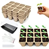 Halcyerdu 4 Pièces 3 × 4 Pots en Tourbe pour Semis, Mini Serre pour Plantes, Carré Pots Biodégradables, Bac à ...