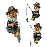 Hanging Garden GNOME Statue-Fishing/Outdoor Garden-Resin/GNOME with A Fishing Rod Figurine Outdoor Decorations