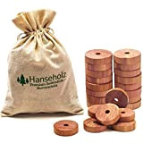 Hanseholz Lot de 40 Protections Anti-Mites Naturelles en Bois de cèdre pour Armoire, avec Sac en Coton – 100% Naturel/Bio ...