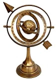 Hanzla Collection Sphère armillaire en laiton antique avec cadran solaire et flèche 26,7 cm