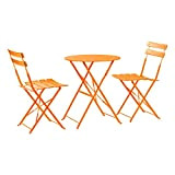 Harbour Housewares 2 Places Sussex Bistro Set - Chaises Table Pliante Patio extérieur Meubles de Jardin - Round - Orange