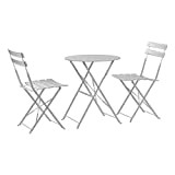 Harbour Housewares 3 Piece Sussex Bistro Set - Table et chaises Pliantes Patio extérieur Meubles de Jardin - Ronde - ...