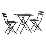 Harbour Housewares 3 Piece Sussex Bistro Set - Table et chaises Pliantes Patio extérieur Meubles de Jardin - Square - ...