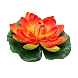 Hemoton Fleur de Lotus Artificielle Flottante avec nénuphars pour étang, Piscine, Aquarium, Jardin, décorations de Mariage - 18 cm - ...