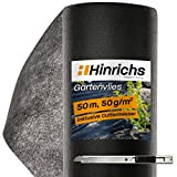 Hinrichs 50 m Geotextile Anti Repousse - 50g/m² - Feutre Geotextile - Bache Protection Contre Les Mauvaises Herbes et Les ...