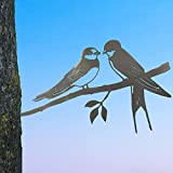 Hirondelles en métal, oiseaux d'amour sur une branche, art d'arbre, décoration de jardin en métal, décorations de jardin, accessoires de ...
