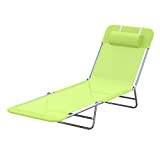 Homcom Chaise Longue Pliante Bain de Soleil inclinable transat textilene lit Jardin Plage Vert
