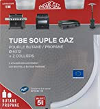 Home Gaz - 164723 Tube Butane/Propane 1 m - 2 Colliers Fournis - Blanc - ø6x12