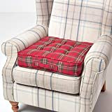 HOMESCAPES Coussin d’Assise rehausseur, Coussin de Sol en Coton à Carreaux écossais Rouge, 50 x 50 x 10 cm