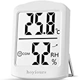 hoyiours Thermomètre Hygromètre Intérieur, Thermometre Hygromètre avec icône de Confort, écran LCD 2,3",Moniteur de Température et d'Humidité pour Bureau, Maison, ...