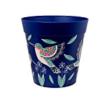 Hum Flowerpots 22 cm, Divers Motifs, Coloris et Tailles, Pot de Fleurs en Plastique Intérieur/Extérieur, Colibri Bleu