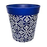 Hum Flowerpots, 25cm, Divers Motifs, Coloris et Tailles, Pot de Fleurs en Plastique Intérieur/Extérieur, Bleu Maroc