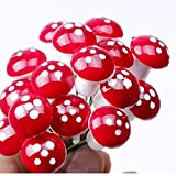 Hunpta Lot de 50 mini champignons rouges à pois pour décoration de jardin (rouge)