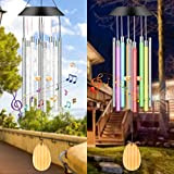 icyant Carillon éolien Solaire extérieur, 6 Tubes LED changeant de Couleur pour Jardin, Carillon éolien Mobile étanche à l'extérieur, carillons ...